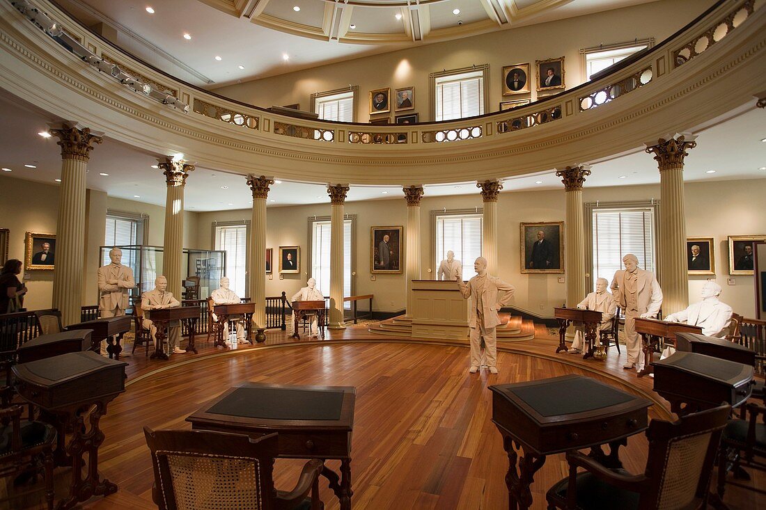 USA, Mississippi, Jackson, Old Capitol Museum, Mississippi State House 1839-1903, legislative chamber display