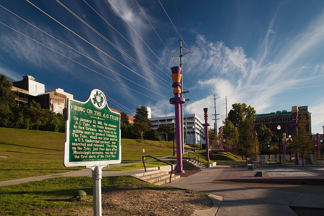 USA, Mississippi, Vicksburg, Mississippi Riverfront , Catfish Row Landing, Childrens Art Park