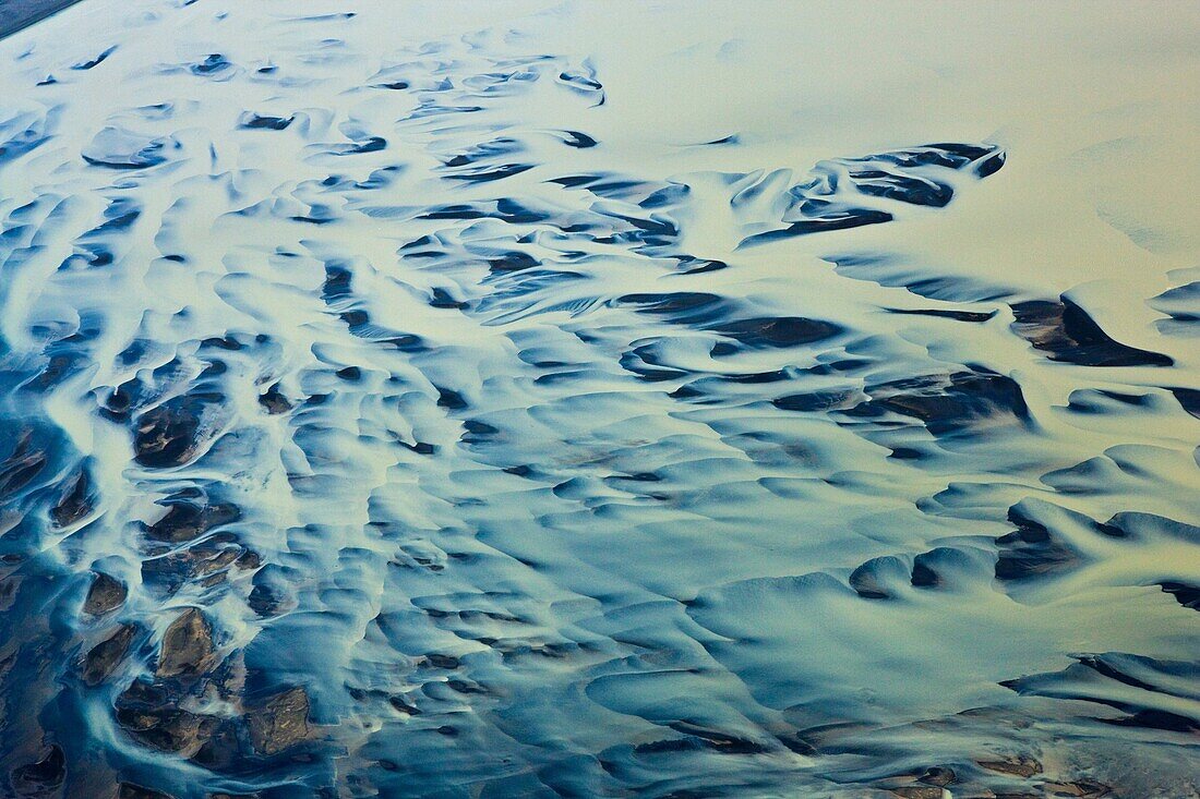 Diseños fluviales  Deshielo glaciar  Río Pjórsa  Suroeste de Islandia