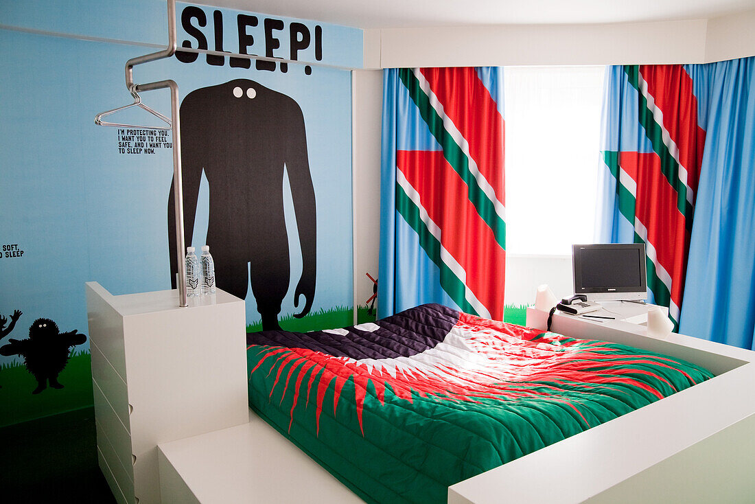 Hotelzimmer No 106, Sleep well, Design Genevieve Gauckler, Hotel Fox, Kopenhagen, Dänemark