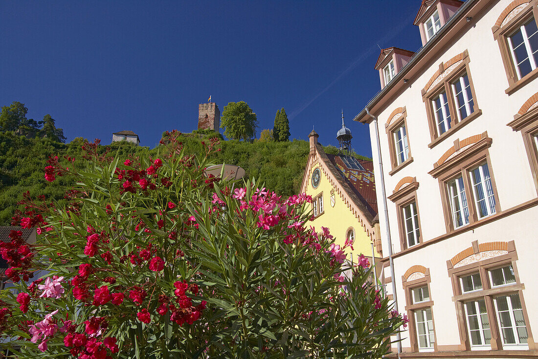 Burg und Rathaus in Hornberg, Sommermorgen, Südlicher Schwarzwald, Schwarzwald, Baden-Württemberg, Deutschland, Europa