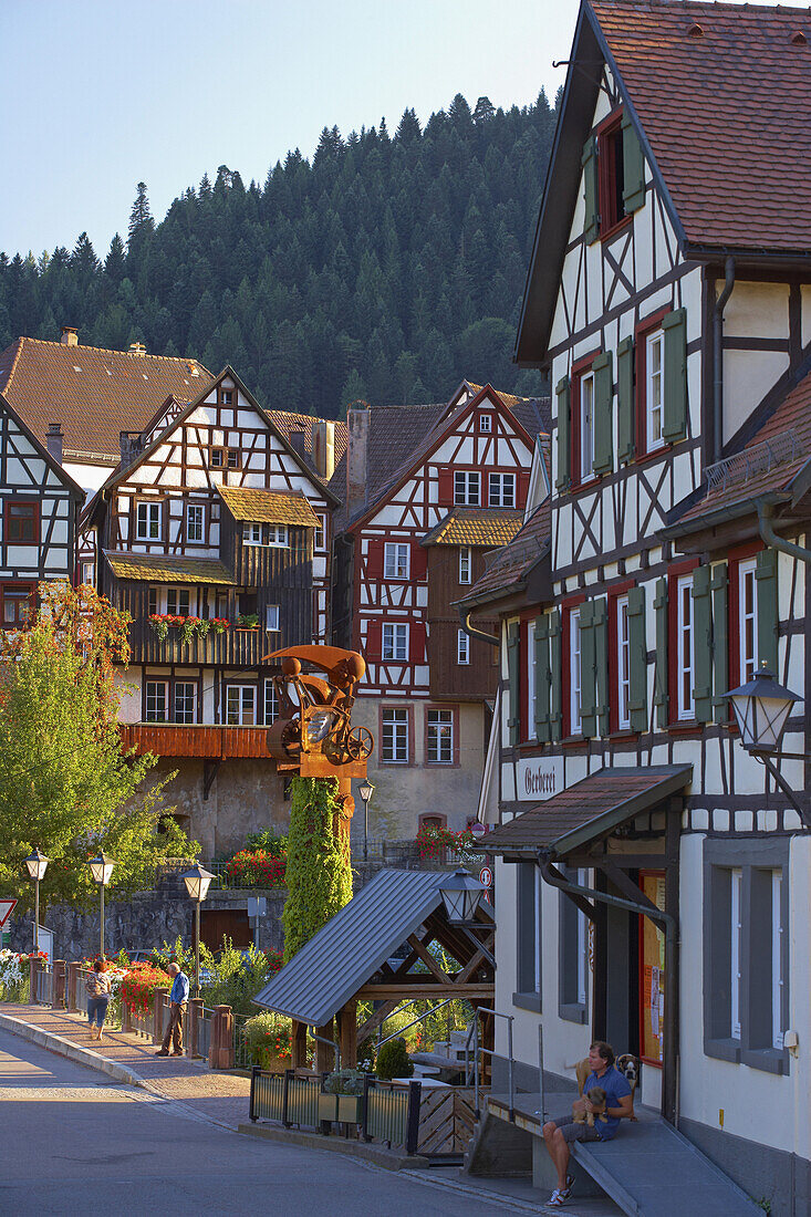 Half-timbered houses in the town of Schiltach, Valley Kinzigtal, Southern Part of Black Forest, Black Forest, Baden-Württemberg, Germany, Europe
