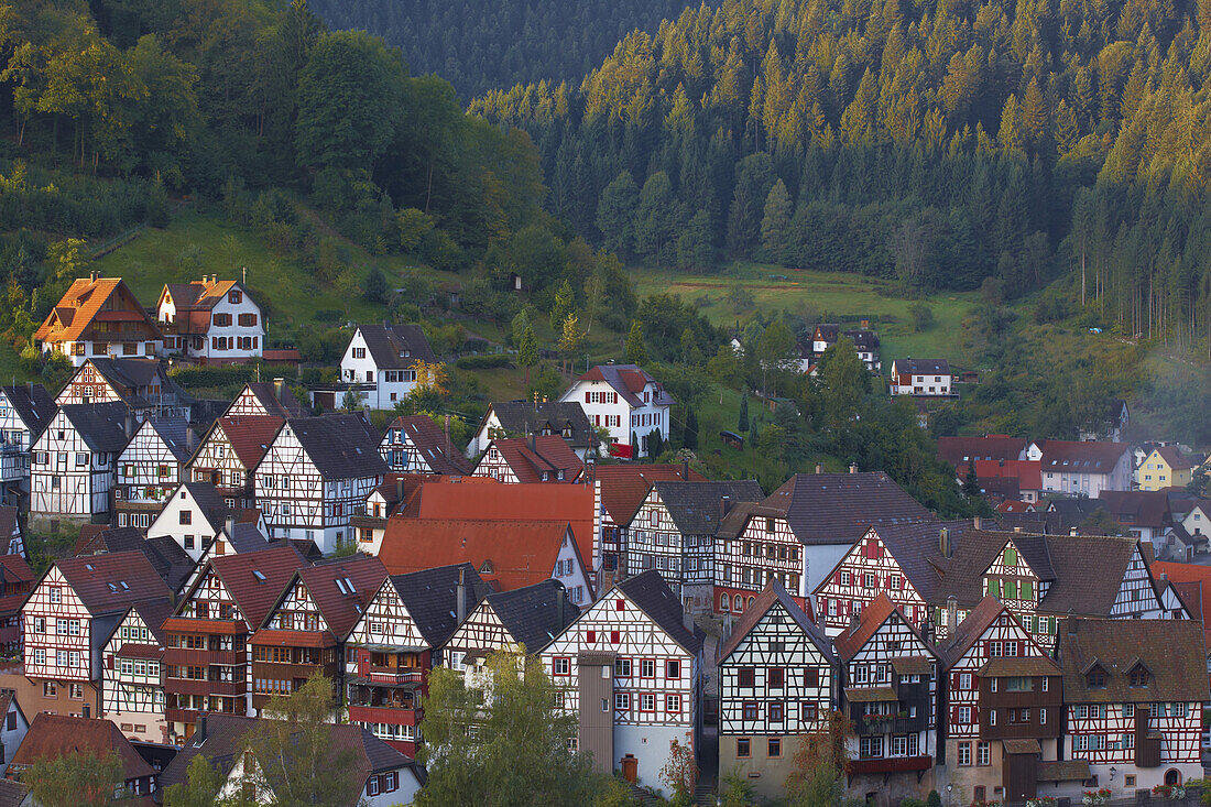 Blick auf Schiltach, Kinzigtal, Südlicher Schwarzwald, Schwarzwald, Baden-Württemberg, Deutschland, Europa