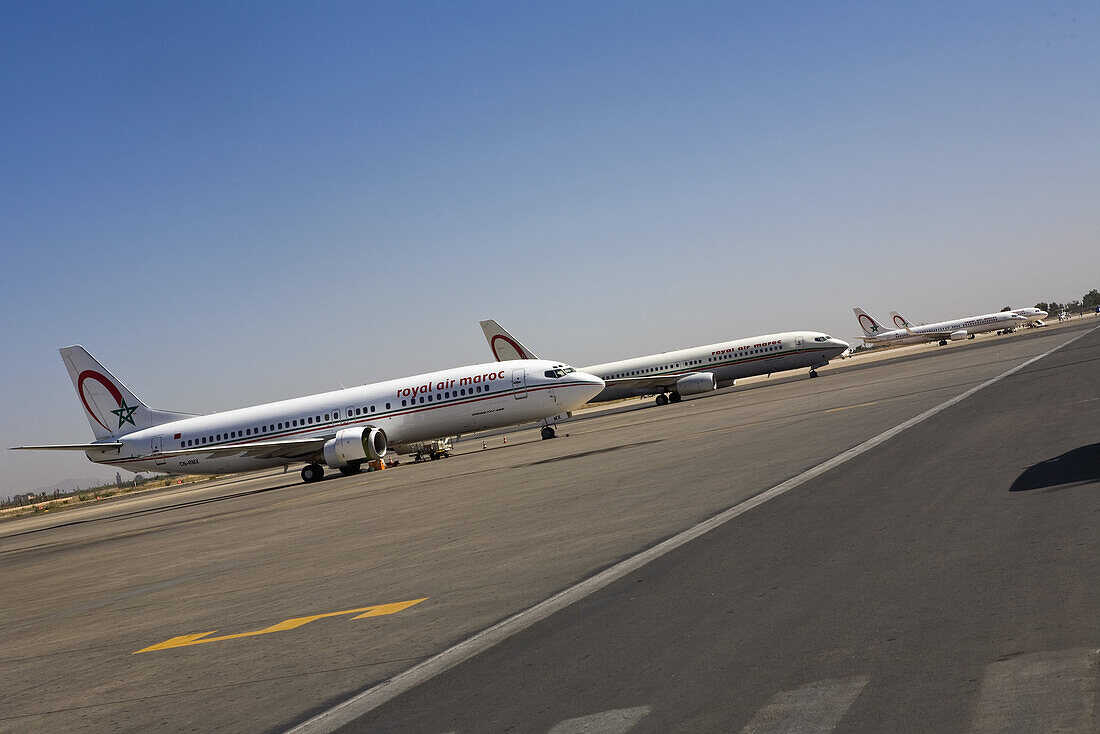Passagierflugzeuge am Flughafen, Royal Air Maroc Jets, Marrakech Menara Airport. Marokko, Afrika
