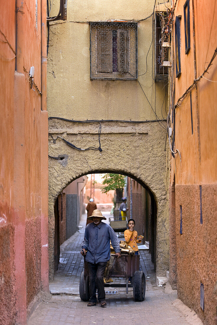 In the alleyways of the Medina, Marrakech, Morocco, Africa