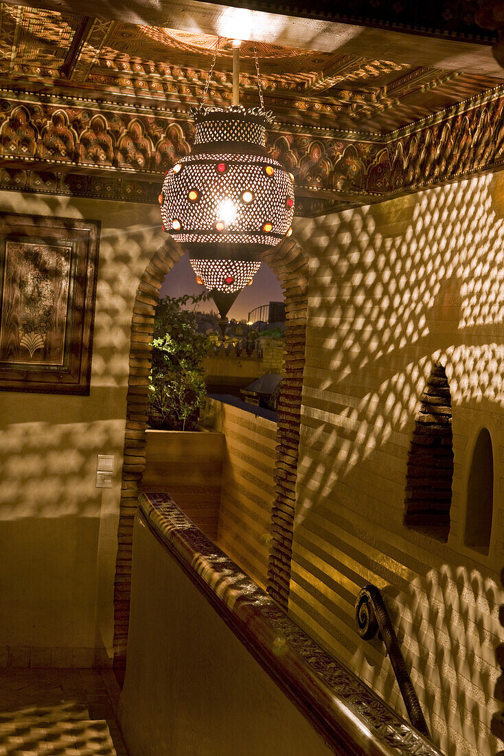 Interior stairway, Riad La Sultana, Luxury Hotel, Marrakech, Morocco, Africa