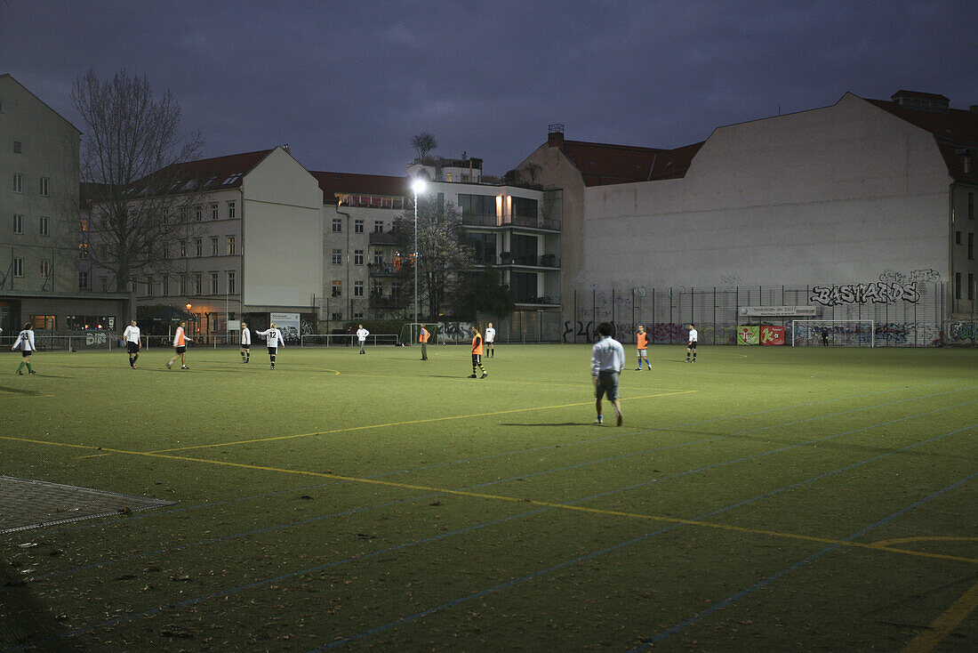 Football pitch, Auguststrasse, Berlin Mitte, Berlin, Germany
