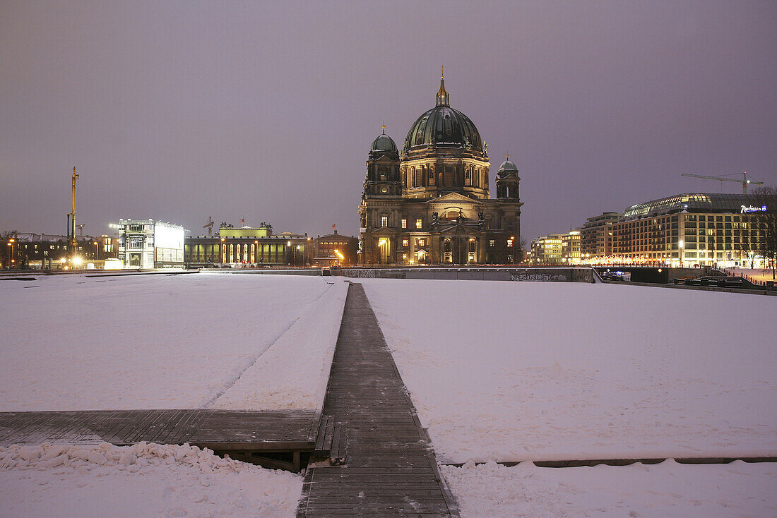 Old National Gallery, Berlin Cathedral and place of the former Palace of the Republic (parliament of the former German Democratic Republic), Berlin Mitte, Berlin, Germany