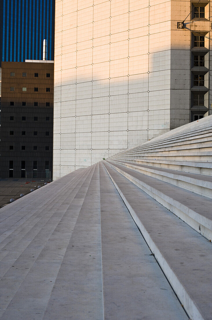 Staircase to Grande Arche, La Defense, Paris, France