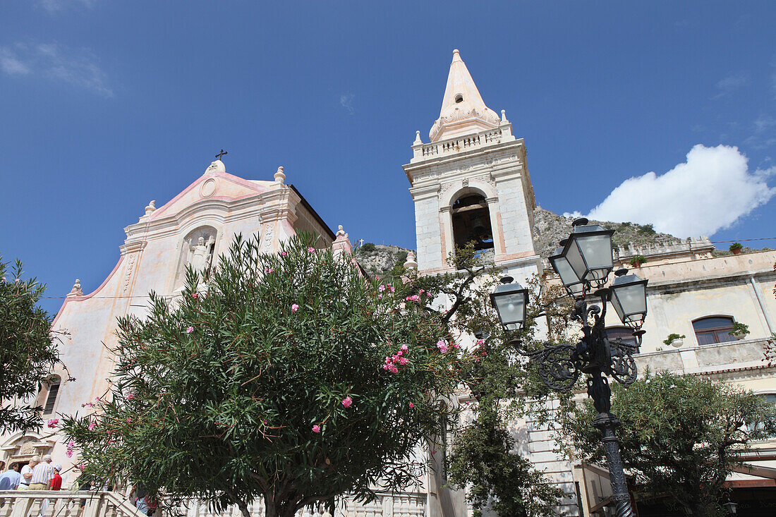 Church San Giuseppe in the sunlight, Taormina, Messina Province, Sicily, Italy, Europe