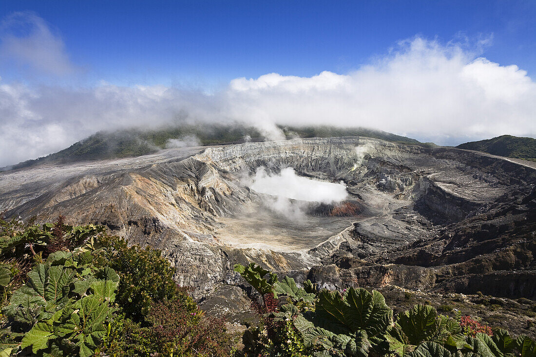 Crater of the Poas Volcano, Poas National Park, Costa Rica, Central America