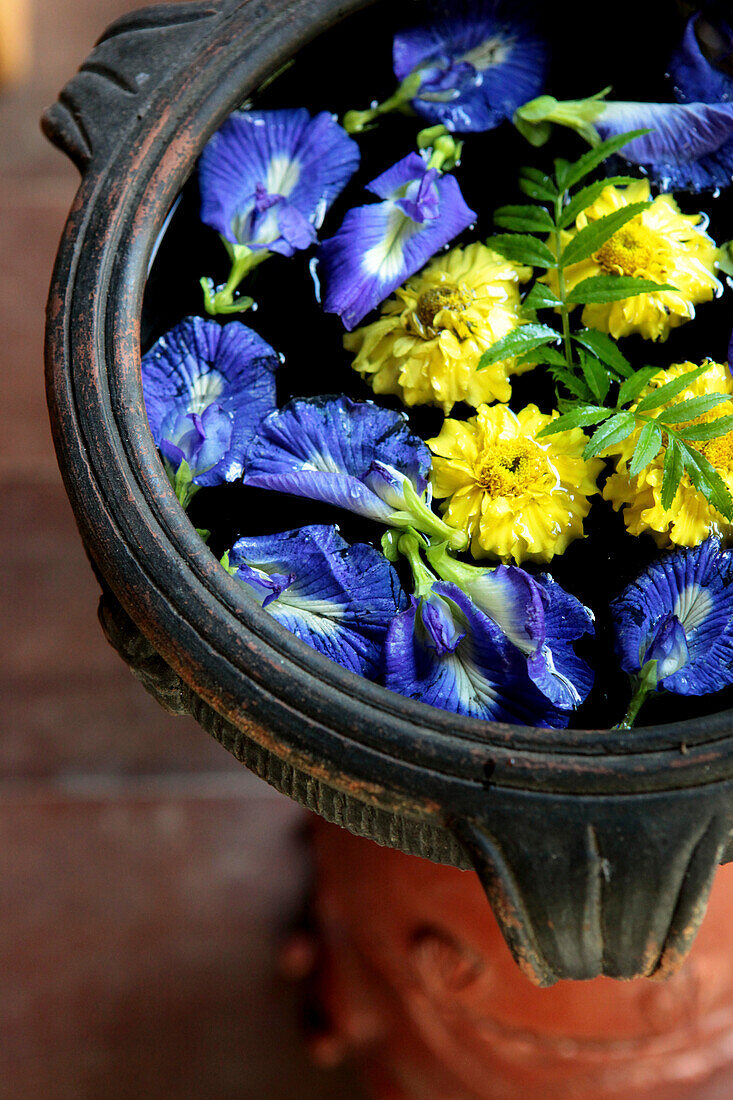 Blumenarrangement im Barefoot at Havelock Resort, Radha Nagar Beach, Strand 7, Havelock Island, Andamanen, Indien