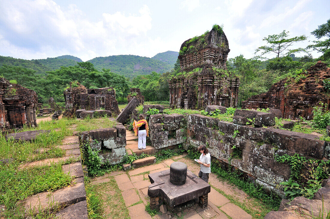 In group B and C of the Cham temple complex, abandoned and partially ruined Hindu temples constructed between the 4th and the 14th century A.D. by the kings of Champa, My Son near Da Nang, Vietnam
