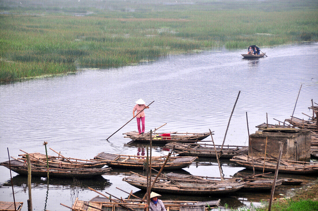 Landscape in the dry bay of Halong near Ninh Binh, north Vietnam, Vietnam