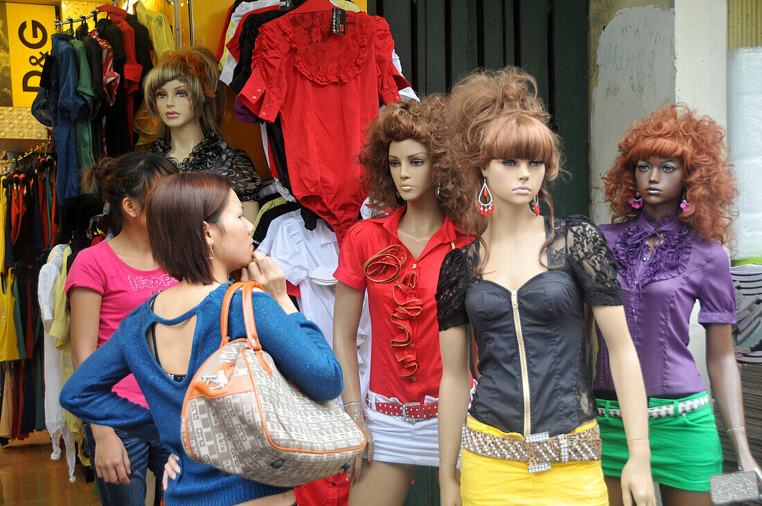 Shopping in the old town of Hanoi, Vietnam