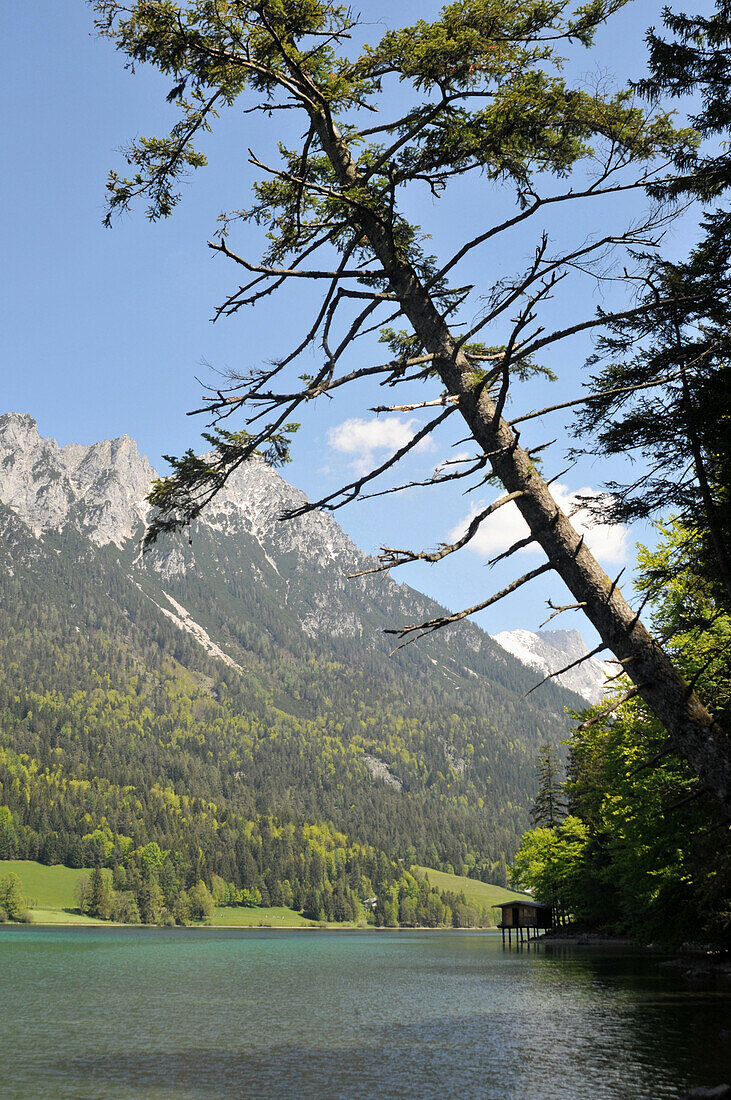 View over lake Hintersteiner near Scheffau at Wilder Kaiser, Tyrol, Austria