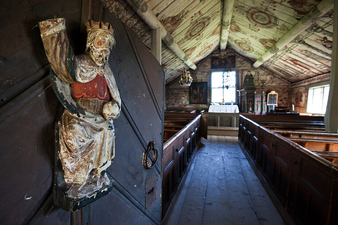 Interior view of the chapell Ulvön Gamla Kapell, Höga Kusten, Vaesternorrland, Sweden, Europe