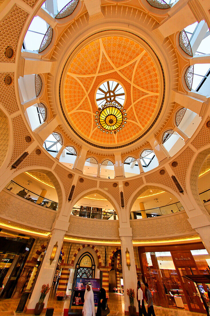 Arabian dome in Dubai Mall next to Burj Khalifa, biggest shopping mall in the world with more than 1200 shops, Dubai, UAE