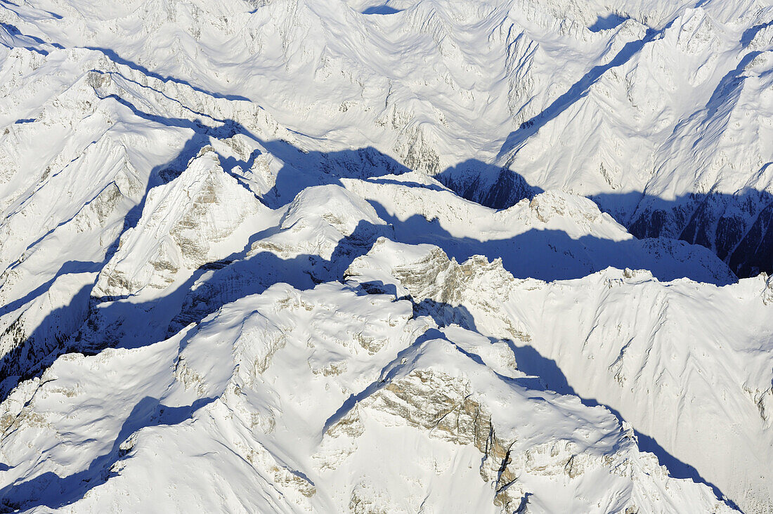 Tribulaun in winter, aerial photo, Tribulaun, Stubai range, Tyrol, Austria, Europe