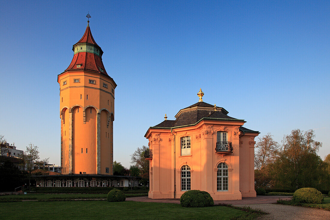 Water tower and Pagodenburg, Rastatt, Black Forest, Baden-Württemberg, Germany