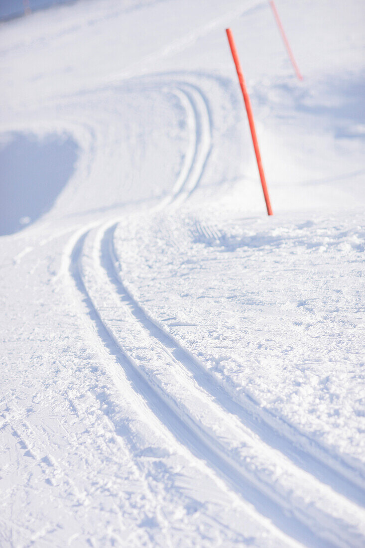 Cross-country ski run, Galtuer, Paznaun valley, Tyrol, Austria