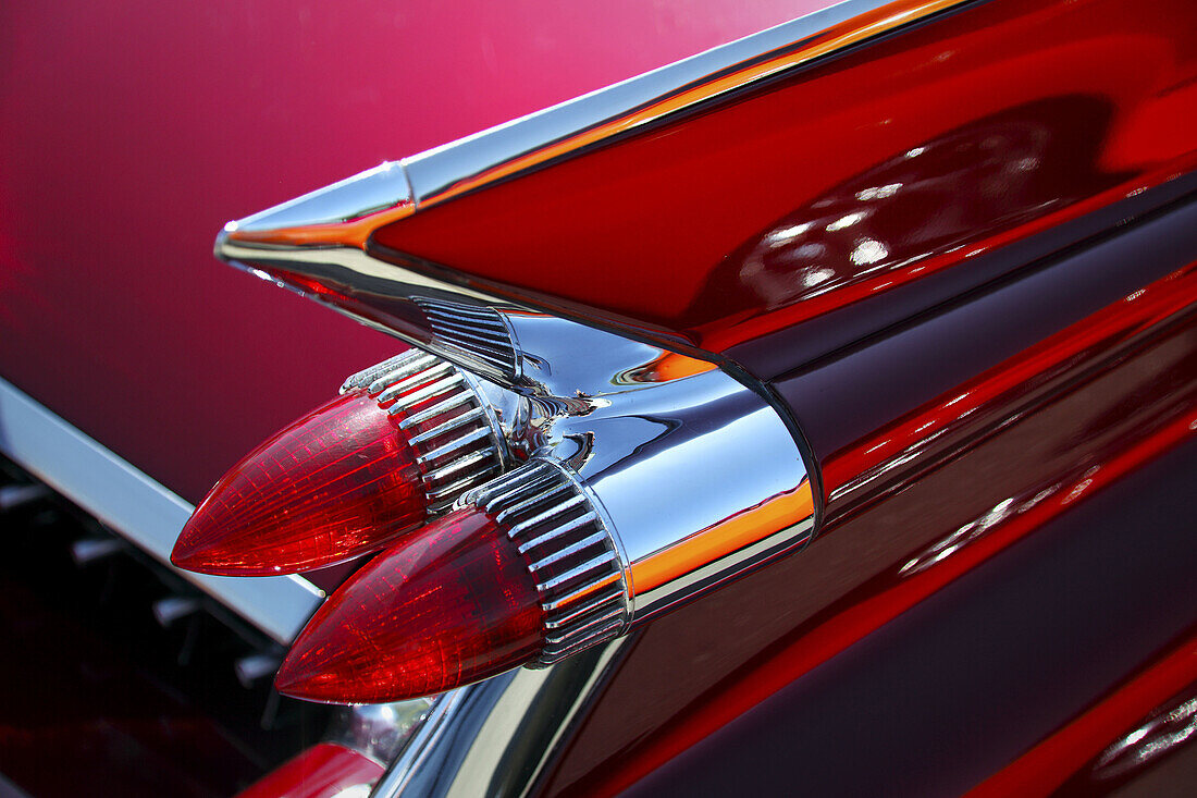 detail of 1959 Cadallac tail fin ,red