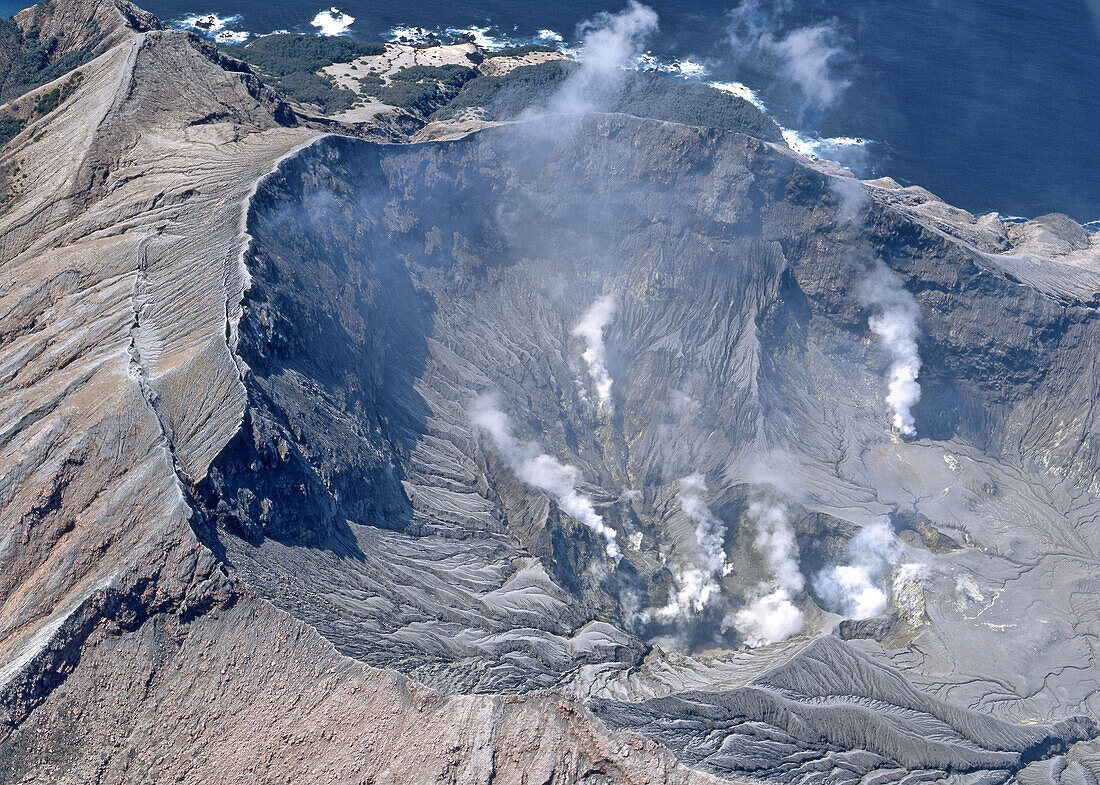 Crater of White Island´s active volcano Bay of Plenty New Zealand