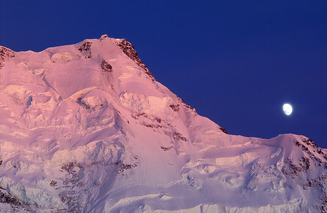 Moon over the East ridge Aoraki - Mt Cook New Zealand