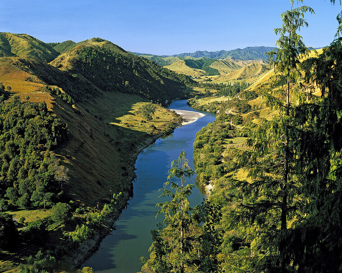 Whanganui River from ´Gentle Annie ´ hill off the Parapara highway SH4 Wanganui region New Zealand