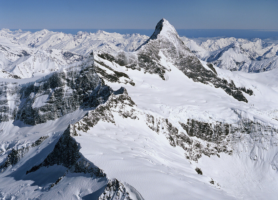 Mount Aspiring looking west aerial view New Zealand