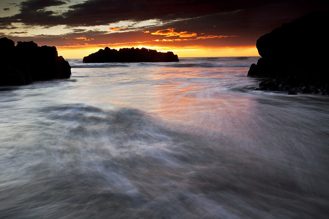 Dawn light on Sumner beach seascape, Christchurch, Canterbury, New Zealand