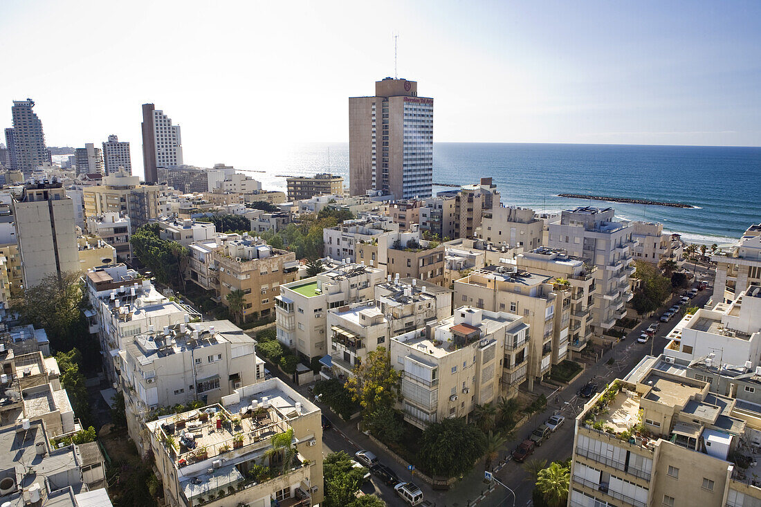 Tel Aviv Cityscape and mediterranean sea, Israel, Middle East