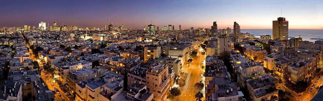 Stadtansicht im Abendrot, Tel Aviv, Israel, Naher Osten