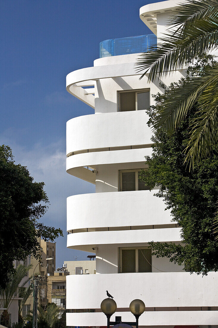 View at original Bauhaus building, Ben Ami Steet, Tel Aviv, Israel, Middle East