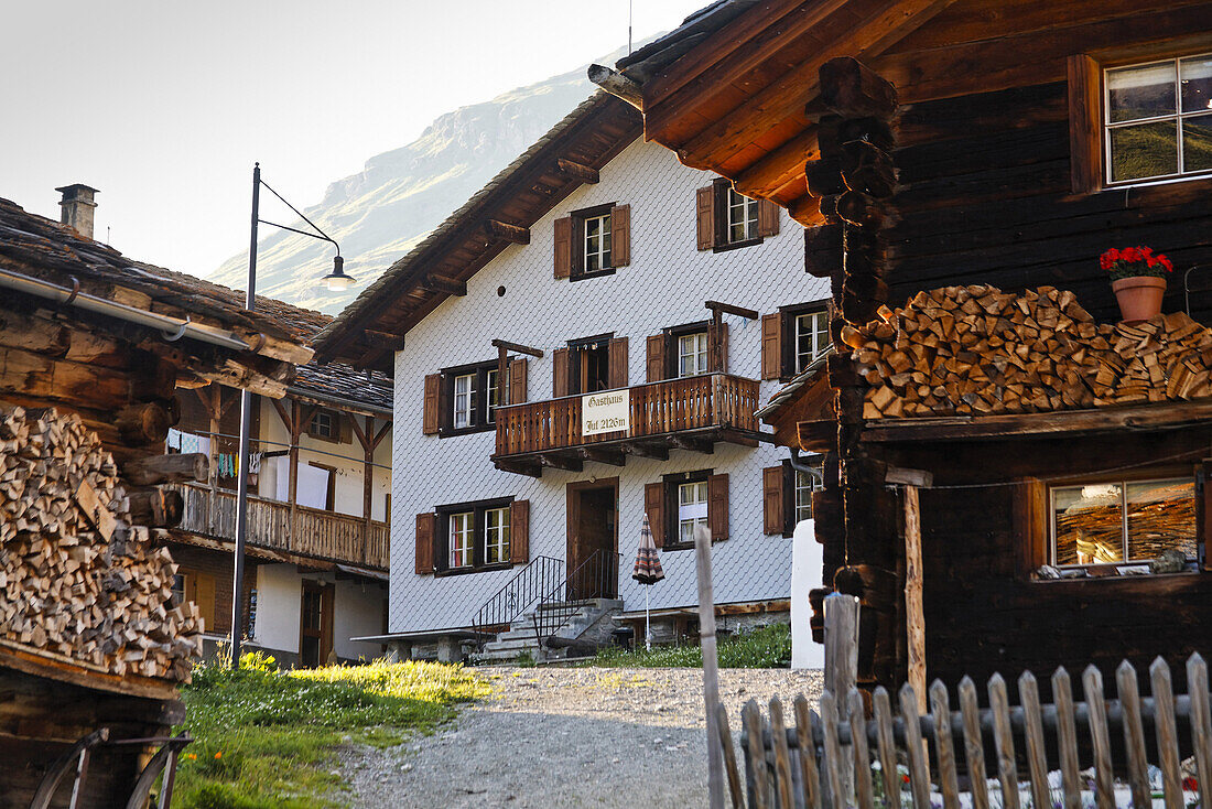Häuser, Juf, Avers, Kanton Graubünden, Schweiz