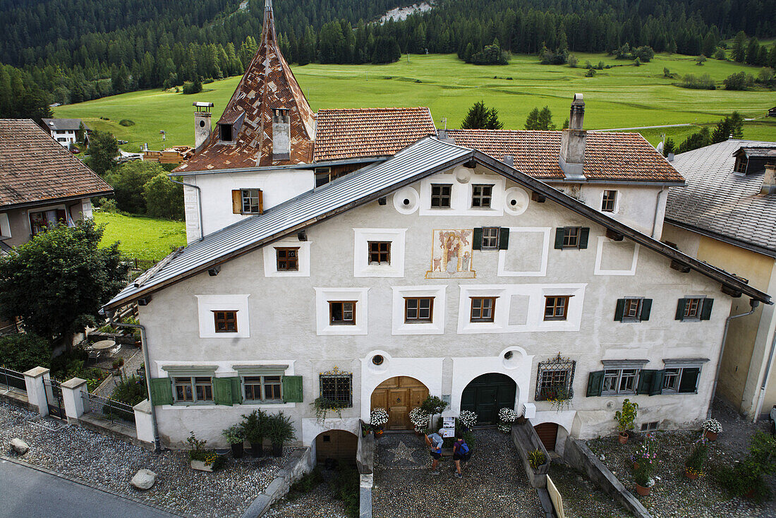Häuser, Bergün, Albulatal, Kanton Graubünden, Schweiz