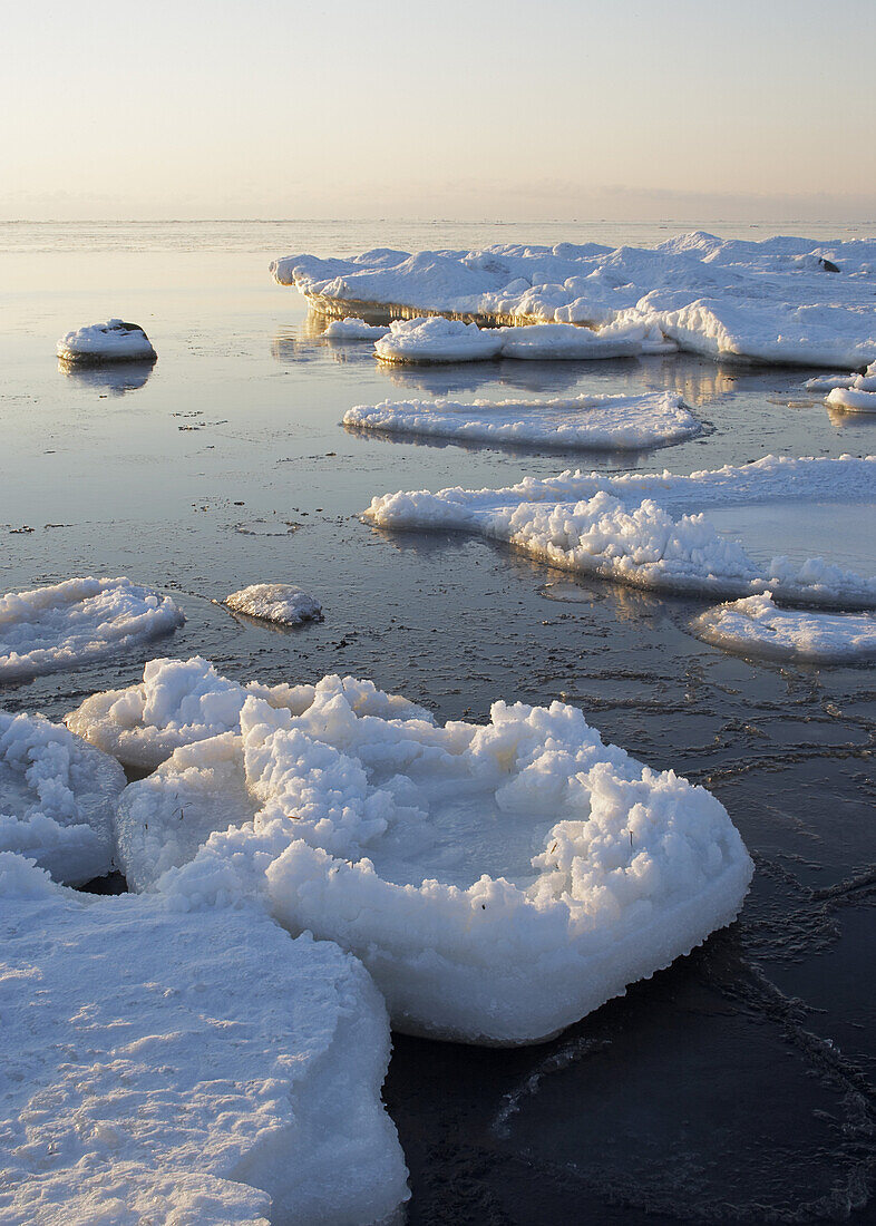 Snow and ice on sea