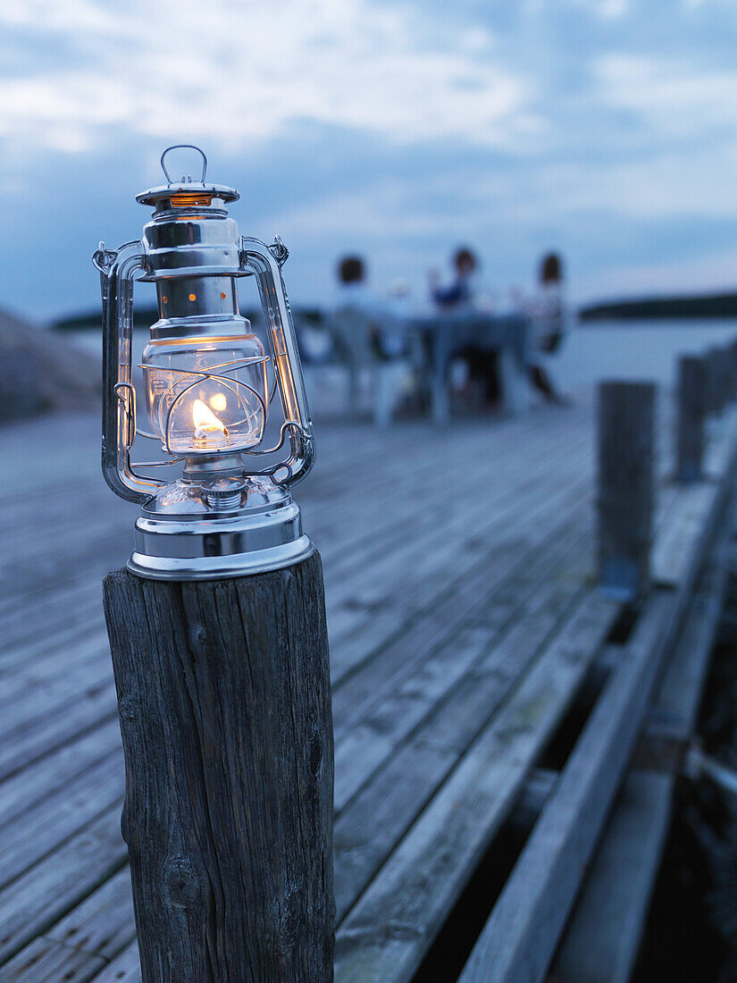 Dinner on bridge deck, Bohuslan, Sweden