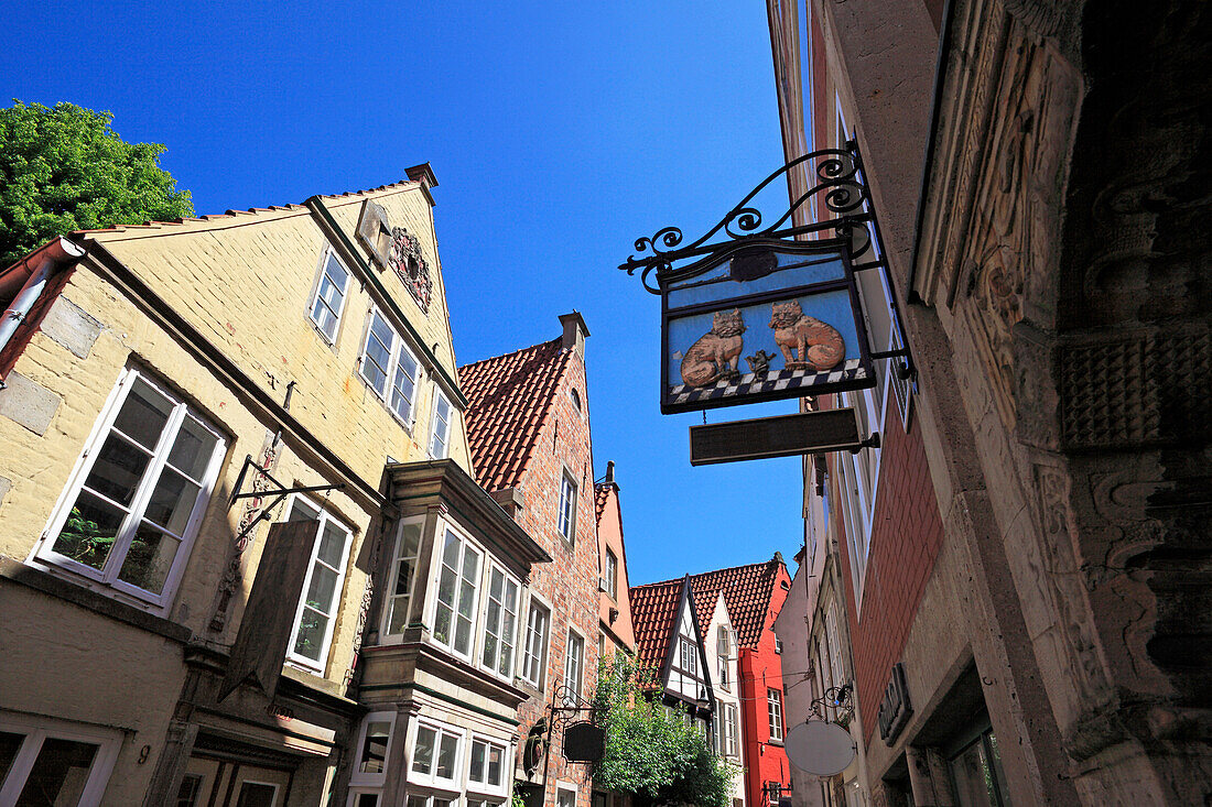 Historical houses at Schnoor quarter, Hanseatic City of Bremen, Germany, Europe