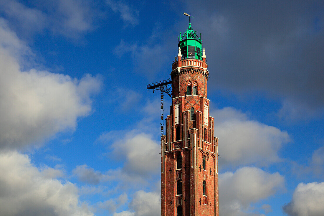 Lighthouse Loschenturm under clouded sky, Bremerhaven, Hanseatic City of Bremen, Germany, Europe