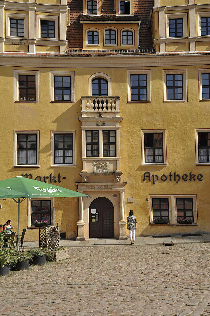 Marktapotheke am Markt in der Altstadt von Meißen, Sachsen, Deutschland, Europa