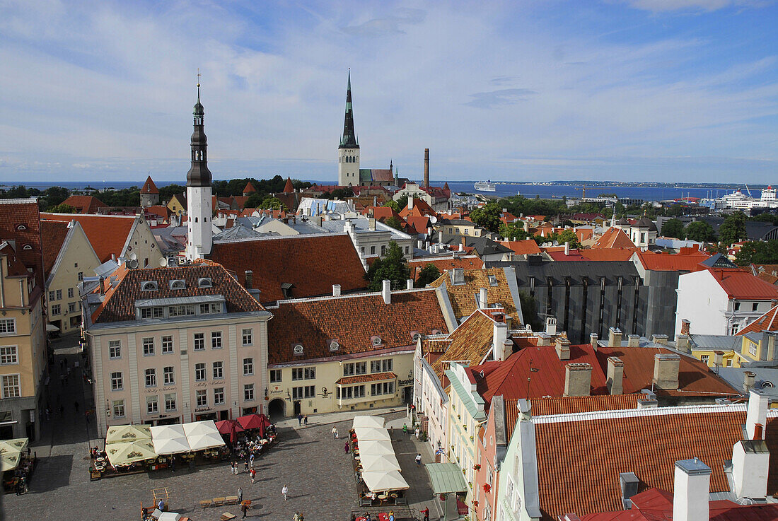 View over old town towards habour, Tallinn, Estonia, Europe