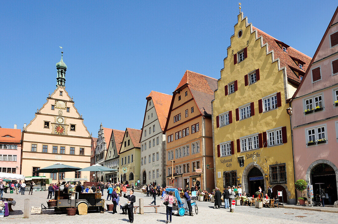 Market square in Rothenburg, Rothenburg ob der Tauber, Bavaria, Germany