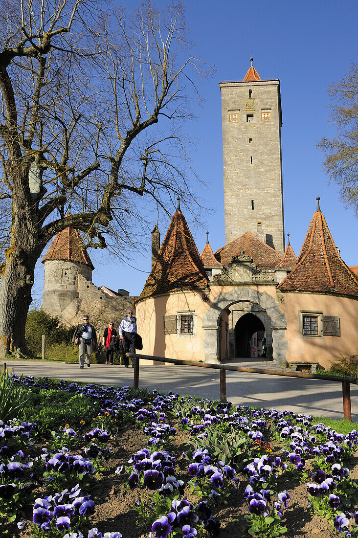 Burgturm tower with bastion, Rothenburg ob der Tauber, Bavaria, Germany