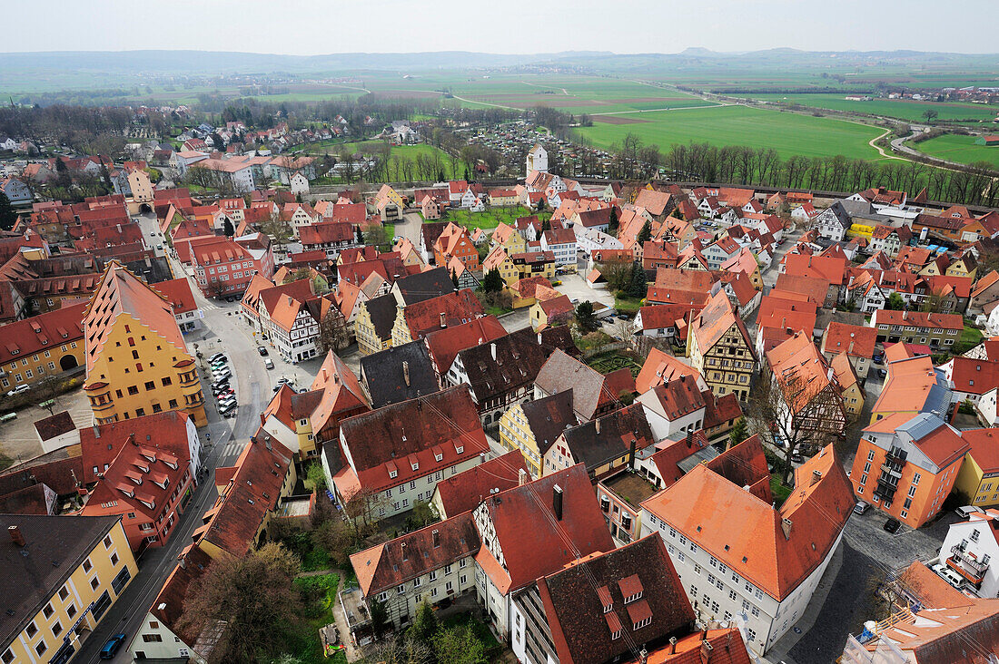 Nördlingen aus der Vogelperspektive, Blick vom Turm, Nördlingen, Donau-Ries, Bayern, Deutschland