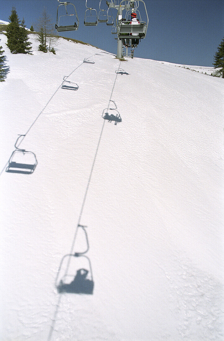 Chair-lift, and ski slope, skiing, Austria, Alps, Europe
