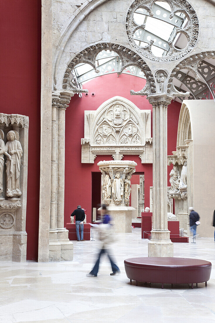 People and sculptures at the museum Cité de l'architecture et du patrimoine, Paris, France, Europe