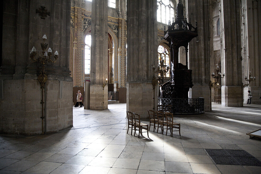 Interior view of the church Sainte Eustache, Paris, France, Europe