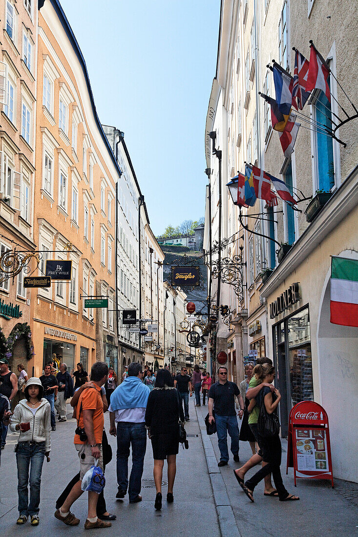 Getreidegasse, Altstadt, Salzburg, Salzburger Land, Österreich