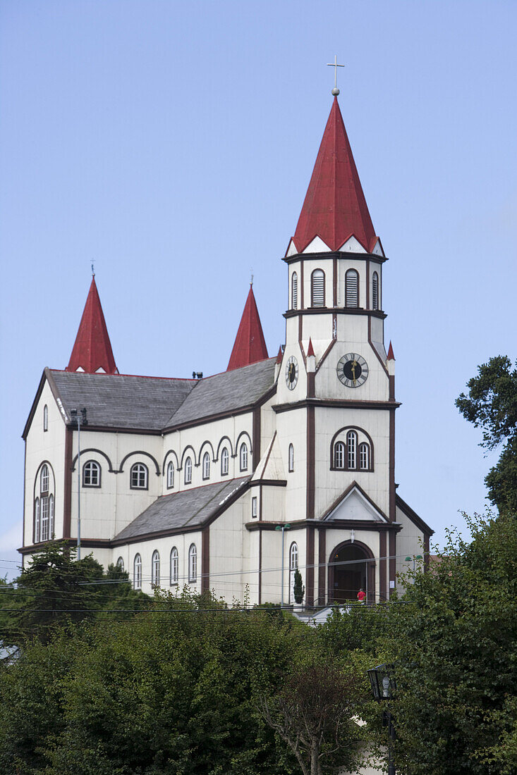 Kirche Iglesia del Sagrado Corazon, Puerto Vagas, Los Lagos, Patagonien, Chile, Südamerika, Amerika